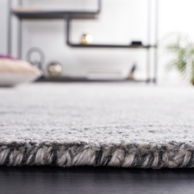 Handmade Tufted Dark Grey and Black Abstract Wool Rug