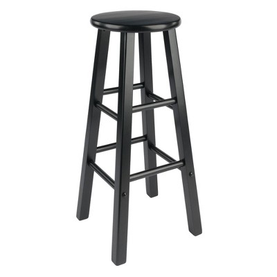 Transitional Solid Wood 29" Adjustable Black Bar Stool Set