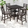 5-Piece Wooden Counter Height Dining table Set with Padded Chairs & Storage Shelf for Dining Room and Kitchen - 3 of 4