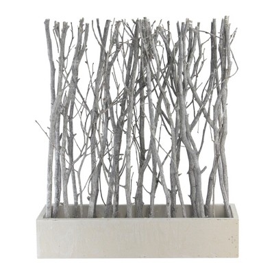 Northlight 18.5" Standing Birch Branch Bouquet in Box Table Top Decoration -White/Gray