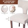 QingMoon Dining Chairs Set of 2, Linen Upholstered Kitchen Chairs with Curved Backrest and Nailhead Trim for Living Room - 3 of 4