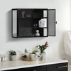 Bella Depot 27.56"W Modern Two-door Wall Cabinet with Glass Doors Featuring Three-tier Storage for Entryway Living Room Dining Room - 3 of 4