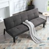 MAYEERTY 69 Inch Futon Sofa Bed Quick Conversion, Sturdy Faux Wood Frame, Faux Suede Cushions - 2 of 4