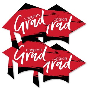 Big Dot of Happiness Red Graduation - Grad Cap Decorations DIY Party Essentials - Set of 20 - 1 of 4