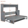 Full/Queen Size Murphy Bed Wall Bed with Hydraulic Lift and Desk Design, White/Gray-ModernLuxe - 3 of 4
