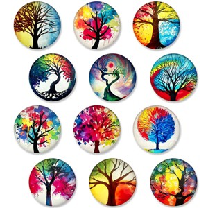 Wrapables Crystal Glass Magnets, Refrigerator Magnets for Office Whiteboards, Cabinets, Lockers (Set of 12), Vibrant Trees - 1 of 4
