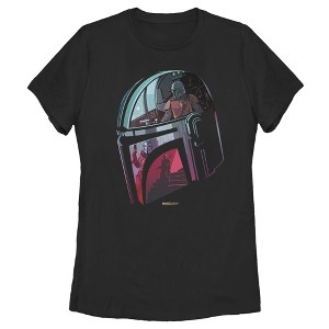 Women's Star Wars The Mandalorian Helmet Reflection T-Shirt - 1 of 3