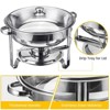 Warmounts 5QT Round Chafing Dish Buffet Set Food Warmer with Glass Lids & Holders - 3 of 4