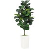 5FT Fiddle Leaf Fig Tree Artificial Plant - Realistic 3D Silk Faux Tree, UV Resistant Leaves, for Home Office Decor - 2 of 4