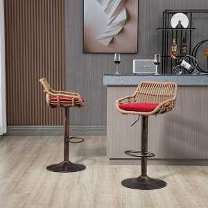 Okak Modern Swivel Rattan Bar Stools (Set of 2),Adjustable Height Counter Stools for Kitchen,Café,Restaurant - 1 of 4