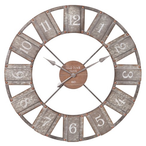 24inch Windmill Distressed Metal Wall Clocks Rustic Large Decorative Clock Oversized Farmhouse Decor,Non Ticking,Battery Operated