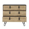 29" H Chipboard dressers with Three Drawers, Hairpin Legs, and Metal Accents - 4 of 4