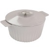 Gibson Enameled Cast Iron 5 Quart  Embossed Stripe Dutch Oven with Lid in Warm Grey - 2 of 4