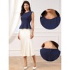 INSPIRE CHIC Women's Peplum Elegant Sleeveless Crew Neck Knit Flared Hem Work Office Blouses - 2 of 4