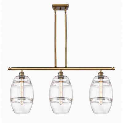 Vaz - 3 Light Stem Hung Island In Industrial Style-10.38 Inches Tall and 36 Inches Wide