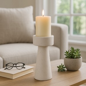Modern Taper and Pillar Candle Holders for Home Decor - Decorative Candle Stick Holder for Table Centerpieces or Living Room - White - 1 of 4