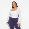 Women's Long Sleeve Cotton Milkmaid Top - Wild Fable™ - 2 of 3
