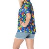 LA LEELA Women's Button Down Blouses Summer Party Blouse Shirt Floral Colourful Blouses Short Sleeve Dress Shirts Hawaiian T Shirt - 2 of 4