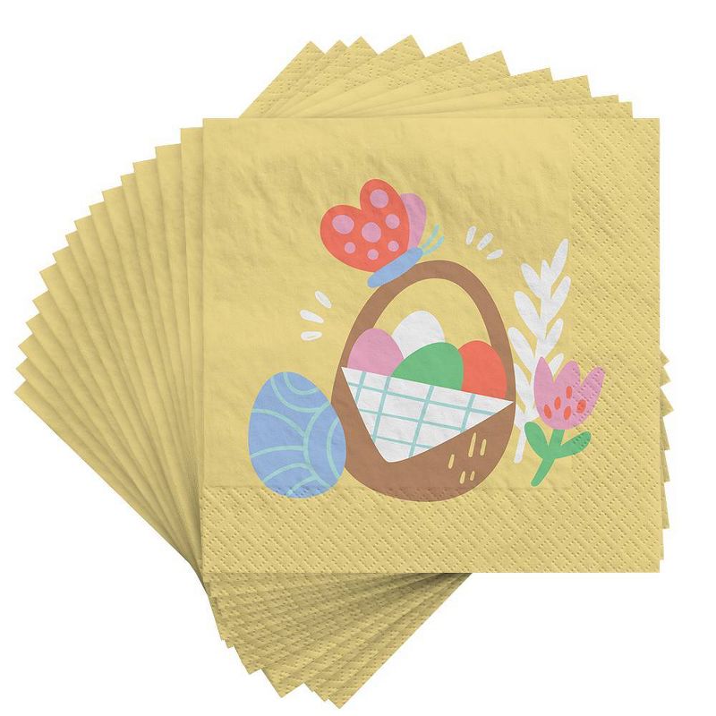 30ct Easter Lunch Napkins Basket of Eggs Butterfly and Flower - Spritz&#8482;, 2 of 3