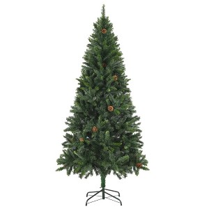 vidaXL Christmas Tree Holiday Decoration Artificial Xmas Tree with Pine Cones - Green 6 x 3 ft - 1 of 4