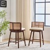 Christopher Knight Home Lyric Modern Woven Rattan Rubberwood Upholstered Counter Stools (Set of 2) - 2 of 4