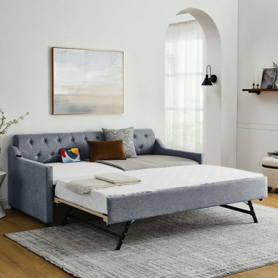 NicBex 82" Twin Daybed with Trundle Multifunctional Sofa Bed with Erectable Trundle and USB Charging for Apartment
