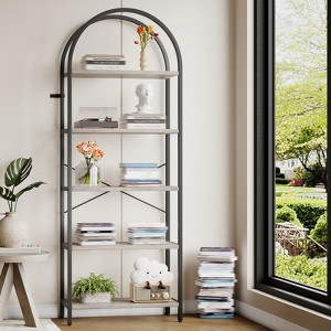 5 Tier Bookcase and Bookshelf, Free Standing Metal Frame Arched Racks, Modern Storage Rack Shelf  for Bedroom Living Room Home Office - 1 of 4