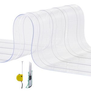 VEVOR Strip Curtain, 150' Length, 8" Width, 0.08" Thickness, Clear Ribbed Plastic Door Strips, PVC Curtain Strip Door Bulk Roll - 1 of 4