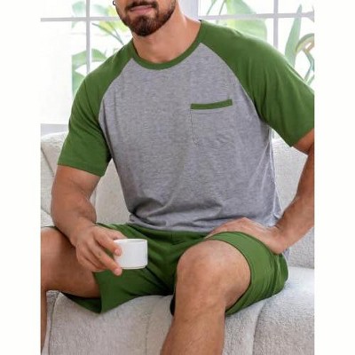 Ekouaer Mens Pajamas Set Bamboo Viscose Short Sleeve Pjs Sets Soft Sleepwear Lightweight Loungewear with Pockets