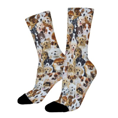 Dogs Puppies Women Printed Crew Socks Funny Funky Socks Soft Polyester Novelty Gifts for Artists Men