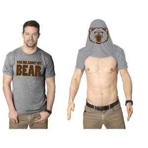 Ask Me About My Angry Bear T Shirt Funny Bear Flip Shirt Bears Flipover Tee - Crazy Dog Men's T Shirt - 1 of 4