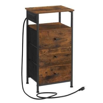 VASAGLE Nightstand with Charging Station, Side Table, End Table