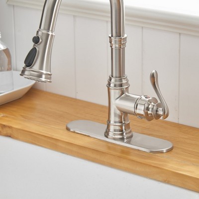 Brushed Nickel Single Handle Pull-Down Kitchen Faucet with Spray