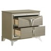 Vynxaria Modern 2-Drawer Nightstand - Silver, Wood Construction, Mirrored Accent Handles, Spacious Storage, Bedroom Furniture - 2 of 4