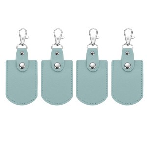Unique Bargains Office Car ID DIY PU Leather Key Fobs with Key Rings 4 Pcs - 1 of 4