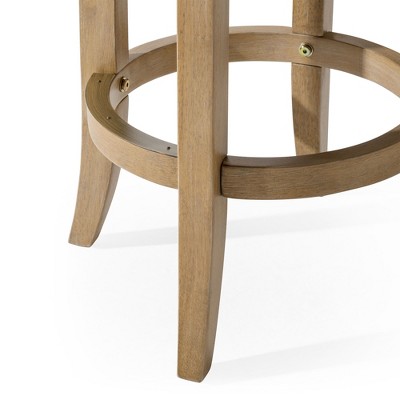 Weathered Oak Swivel Counter Stool with Vegan Leather Seat