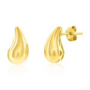 Bella Silver Sterling Silver, Puffed Pearshaped Earrings - Gold - 1 of 3