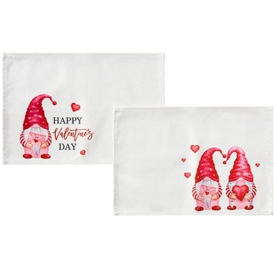The Lakeside Collection Valentine's Day Whimsical Gnome Printed Tabletop Collection - Set of 2 Placemats 2 Pieces