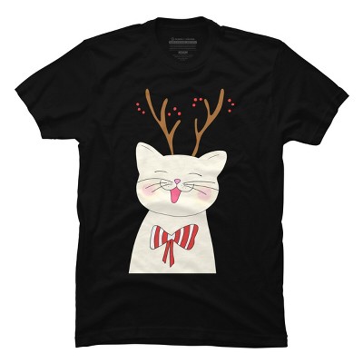 Men's Design By Humans Christmas cat By Rasheb T-Shirt