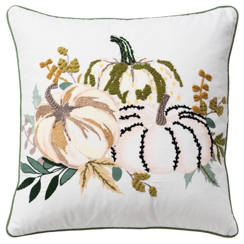 ZARIMOON White Silver Crystal Beaded Pumpkin Pillow Cover Luxury Halloween