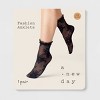 Women's Floral with Rhinestones and Lace Trim Sheer Anklet Socks - A New Day™ Black One Size - 2 of 2