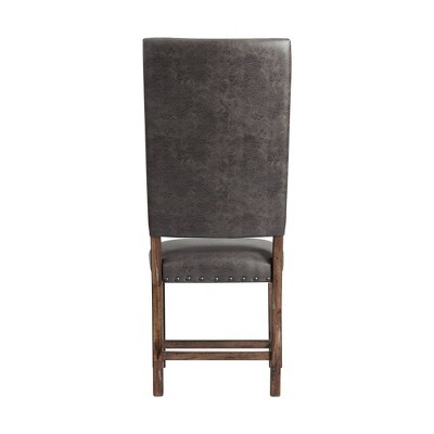 Tall Back Gray Faux Leather and Wood Dining Chair Set