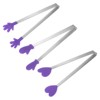 Unique Bargains Stainless Steel Silicone Tips Heart Hand Glove Shape Mini Food Tongs 3 Pcs - 3 of 4