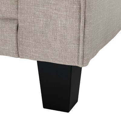 Light Gray Polyester Blend Rolled Arm Loveseat with Wood Legs