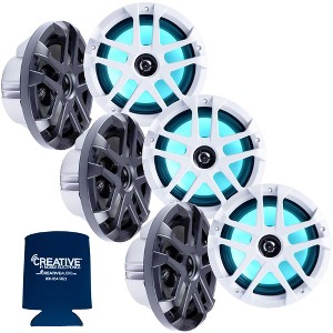 Memphis Audio LED Marine Speaker Pack: 3 Pairs of MXA80L 8" Marine Grade, Included Black and White Grills With RGB LED - 1 of 4