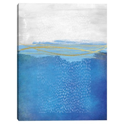 30" x 40" Abstract by Nikki Chu Canvas Art Print Blue and Gold - Masterpiece Art Gallery