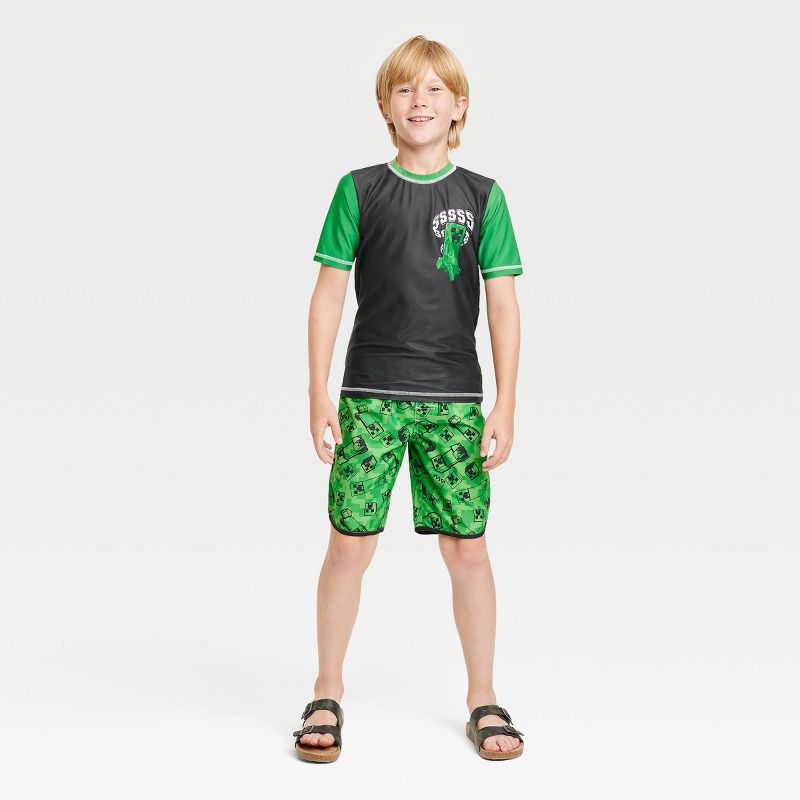 Boys' Minecraft Swim Shorts - Green, 3 of 4