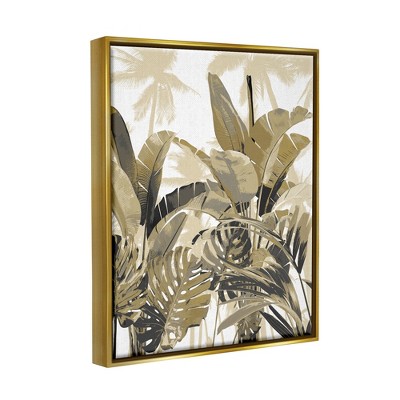 Gold Framed Tropical Palm Print on Canvas, 25" x 31"