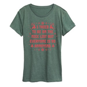 Women's - Instant Message - Tried To Nice List Short Sleeve Graphic T-Shirt - 1 of 4