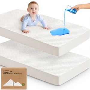 2-Pack Protect+ Waterproof Crib Mattress Protector Covers, Mavy Quilted Cotton Baby Mattress Topper, Toddler Crib Sheets - 1 of 4
